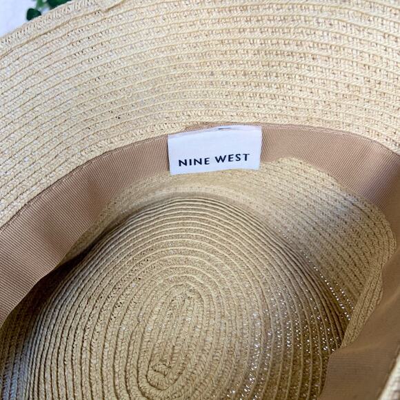 Nine West Beige Classic Straw Beach Sun Bucket Hat Women's One Size - Picture 7 of 7